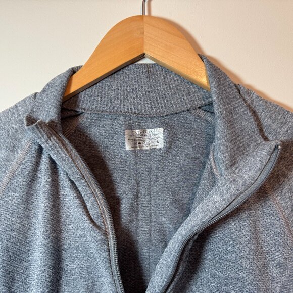 Athleta Fast Track 1/4 Zip Top Ruched Pullover in Flint Grey Heather, Size L - Picture 3 of 4